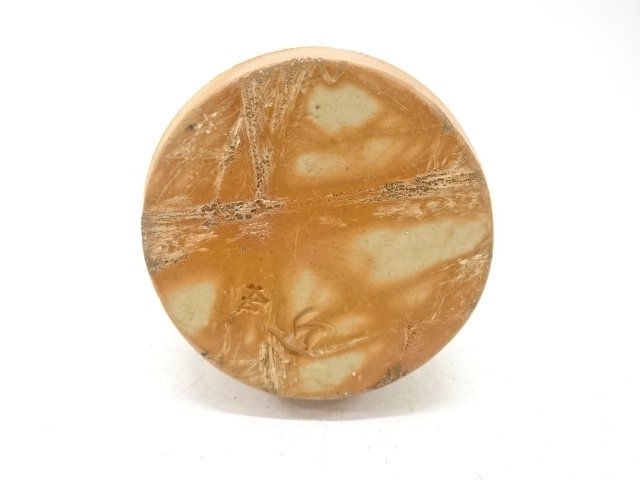  備前焼　近英夫造　緋襷　筒花入